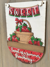 Load image into Gallery viewer, Strawberry Holiday Door Sign Interchangeable File, SVG, Summer, Fruit, Basket, Spring, Farm Fresh, Basket, Seasonal Home Welcome, glowforge