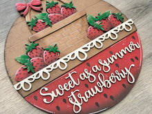Load image into Gallery viewer, Strawberry Holiday Door Sign Interchangeable File, SVG, Summer, Fruit, Basket, Spring, Farm Fresh, Basket, Seasonal Home Welcome, glowforge