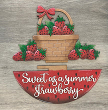 Load image into Gallery viewer, Strawberry Holiday Door Sign Interchangeable File, SVG, Summer, Fruit, Basket, Spring, Farm Fresh, Basket, Seasonal Home Welcome, glowforge