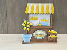 Load image into Gallery viewer, Lemon Interchangeable Market Stand File SVG, Fruit, Lemonade, Tiered Tray, Standing Sign, Summer Glowforge, LuckyHeartDesignsCo