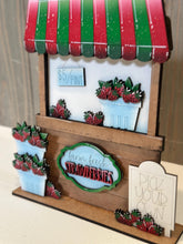 Load image into Gallery viewer, Strawberry Interchangeable Market Stand File SVG, Fruit, Spring Tiered Tray, Standing Sign, Summer Glowforge, LuckyHeartDesignsCo