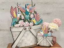 Load image into Gallery viewer, Hummingbird Flower Basket Interchangeable File SVG, Floral, Dragonfly, Butterfly Floral, Daisy, Tiered Tray, Glowforge, LuckyHeartDesignsCO