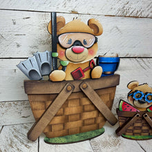 Load image into Gallery viewer, Bear Summer Flower Basket Interchangeable File SVG, Original and TINY, Beach, Pool, Watermelon, Tiered Tray, Glowforge, LuckyHeartDesignsCo
