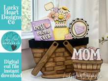 Load image into Gallery viewer, Mother's Day Card Flower Basket Interchangeable File SVG, Mom, Grandma, Floral, Flowers,Daisy, Tiered Tray, Glowforge, LuckyHeartDesignsCo