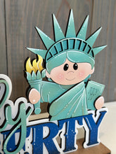 Load image into Gallery viewer, Statue of Liberty Shelf Sitter Sign File SVG, Fourth of July, Fireworks, Flag USA America Tiered Tray Glowforge, LuckyHeartDesignsCo