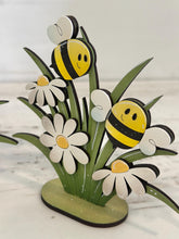 Load image into Gallery viewer, Bee Daisy Standing Sign File SVG, Glowforge, Flower, Floral, Bumble, Honey, Daisies, Spring, Summer Tiered Tray LuckyHeartDesignsCo