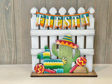 Load image into Gallery viewer, Cinco De Mayo Banner Holiday Door Sign Interchangeable File, SVG, Fence, Standing, Fiesta, Piñata, Cactus, Seasonal Home Welcome, glowforge