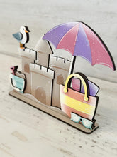 Load image into Gallery viewer, Beach Fun Sand Shelf Sitter Sign File SVG, Summer, Sun, Seagull, Sandcastle, Beach, Tiered Tray Glowforge, LuckyHeartDesignsCo