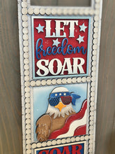 Load image into Gallery viewer, Bald Eagle America Interchangeable Leaning Sign File SVG, Fourth of July, Fireworks, USA Glowforge Tiered Tray LuckyHeartDesignsCo