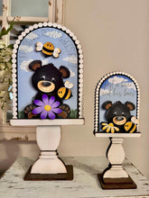 Load image into Gallery viewer, Bear Bee Daisy Tall Arch Sign Interchangeable File SVG, TINY, INSERT only Daisies, Bumble, Glowforge Spring Tiered Tray LuckyHeartDesignsCo