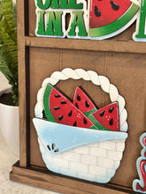 Load image into Gallery viewer, Watermelon Wall Collage Shelf Holder Interchangeable Sign File, Glowforge, Spring, Summer, Fruit, Standing, LuckyHeartDesignsCo