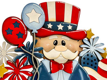 Load image into Gallery viewer, Uncle Sam Flower Basket Interchangeable File SVG, Fourth, America, USA, Summer, Fireworks Tiered Tray, Glowforge, LuckyHeartDesignsCo