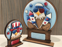 Load image into Gallery viewer, Bald Eagle America Snow Globe Interchangeable File SVG, TINY Glowforge, Summer, Fireworks, USA, Tiered Tray LuckyHeartDesignsCo