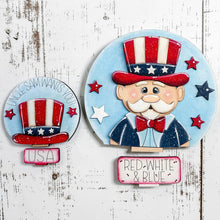 Load image into Gallery viewer, Uncle Sam Snow Globe Interchangeable File SVG, TINY Fourth, Glowforge, Summer, Fireworks, America, USA, Tiered Tray LuckyHeartDesignsCo
