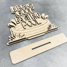 Load image into Gallery viewer, Pool Summer Shelf Sitter Sign File SVG, Summer, Seagull, Sandcastle, Beach, Tiered Tray Glowforge, LuckyHeartDesignsCo