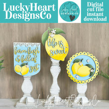 Load image into Gallery viewer, Watermelon Pedestal Spindle Slide On Seasonal Set Interchangeable File SVG, Summer, Fruit Home Sign, Decor Glowforge, LuckyHeartDesignsCo