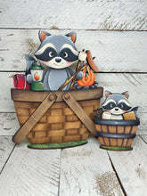 Load image into Gallery viewer, Raccoon Camping For The Flower Basket Interchangeable File SVG, TINY, S'mores, Campfire, Summer, Tiered Tray, Glowforge, LuckyHeartDesignsCo