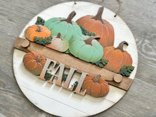 Load image into Gallery viewer, Pumpkin Holiday Door Sign Interchangeable File, SVG Pumpkins Patch, Fall, Leaves, Farm, Seasonal, Home, Welcome, glowforge