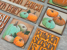 Load image into Gallery viewer, Pumpkins Patch Interchangeable Leaning Sign File SVG, Glowforge, Fall, Harvest, Gourd , Farm, Leaves, LuckyHeartDesignsCo