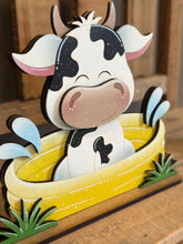 Load image into Gallery viewer, Dairy Cow Summer Standing File SVG, Glowforge, Swim, Pool, Beach, Cow, Farm, Ice cream, Farm, Beach, Tiered Tray LuckyHeartDesignsCo