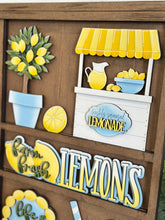 Load image into Gallery viewer, Lemon Wall Collage Shelf Holder Interchangeable Sign File, Glowforge, Spring, Summer, Fruit, Lemonade, Standing, Tree, LuckyHeartDesignsCo