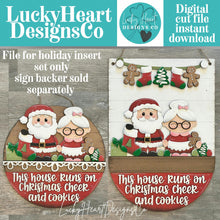 Load image into Gallery viewer, Santa Holiday Door Sign Interchangeable File, SVG, Christmas, Mrs. Claus, Cookies, Presents Gingerbread Man Seasonal Home Welcome, glowforge