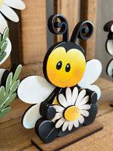 Load image into Gallery viewer, Bee Tall Daisy Standing Sign File SVG, Glowforge, Flower, Daisies, Bumble, Honey Tiered Tray LuckyHeartDesignsCo