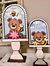Load image into Gallery viewer, Bear Bee Daisy Tall Arch Sign Interchangeable File SVG, TINY, INSERT only Daisies, Bumble, Glowforge Spring Tiered Tray LuckyHeartDesignsCo