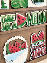 Load image into Gallery viewer, Watermelon Wall Collage Shelf Holder Interchangeable Sign File, Glowforge, Spring, Summer, Fruit, Standing, LuckyHeartDesignsCo