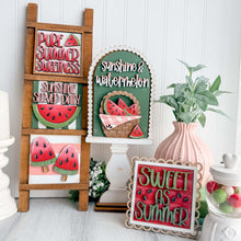 Load image into Gallery viewer, Watermelon Summer Interchangeable Leaning Sign File SVG, Fruit, Spring, Farm, Basket, Popsicle, Strawberry, LuckyHeartDesignsCo