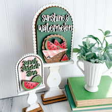 Load image into Gallery viewer, Watermelon Summer Tall Arch Sign Interchangeable File SVG, TINY, INSERT only Fruit, Farm Glowforge Spring Tiered Tray LuckyHeartDesignsCo