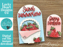 Load image into Gallery viewer, Strawberry Summer Tall Arch Sign Interchangeable File SVG, TINY, INSERT only Fruit, Farm Glowforge Spring Tiered Tray LuckyHeartDesignsCo