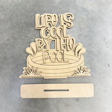 Load image into Gallery viewer, Pool Summer Shelf Sitter Sign File SVG, Summer, Seagull, Sandcastle, Beach, Tiered Tray Glowforge, LuckyHeartDesignsCo
