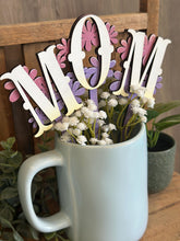 Load image into Gallery viewer, Mom Mother's Day Mug Stick File SVG, Glowforge Tiered Tray, Tray Decor, Floral, Plant Topper, Spring, Stake, Gift, LuckyHeartDesignsCo