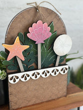 Load image into Gallery viewer, Beach Shells Mug Stick File SVG, Glowforge Tiered Tray, Tray Decor, Summer, Plant Topper, Spring, Stake, Gift, LuckyHeartDesignsCo