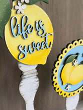 Load image into Gallery viewer, Watermelon Pedestal Spindle Slide On Seasonal Set Interchangeable File SVG, Summer, Fruit Home Sign, Decor Glowforge, LuckyHeartDesignsCo