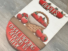Load image into Gallery viewer, Apple Holiday Door Sign Interchangeable File, SVG, Summer, Fall, Fruit, Basket, Spring, Farm Fresh, Basket, Seasonal Home Welcome, glowforge
