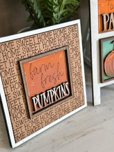 Load image into Gallery viewer, Pumpkin Patch MINI Interchangeable Leaning Sign File SVG, Pumpkins, Fall Farm Tiered Tray Glowforge, LuckyHeartDesignsCo