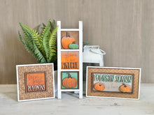 Load image into Gallery viewer, Pumpkin Patch MINI Interchangeable Leaning Sign File SVG, Pumpkins, Fall Farm Tiered Tray Glowforge, LuckyHeartDesignsCo
