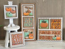 Load image into Gallery viewer, Pumpkins Patch Interchangeable Leaning Sign File SVG, Glowforge, Fall, Harvest, Gourd , Farm, Leaves, LuckyHeartDesignsCo