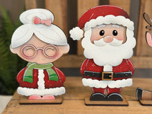 Load image into Gallery viewer, Santa and Friends Christmas Standing File SVG, Mrs, Claus, Elves, Sleigh, Glowforge Rudolph Elf Holiday Tiered Tray LuckyHeartDesignsCo