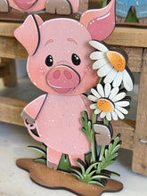 Load image into Gallery viewer, Pig Standing File SVG, Glowforge, Farm, Overalls, Daisy, Daisies, Mud, Tiered Tray LuckyHeartDesignsCo