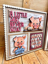 Load image into Gallery viewer, Pig Farm Interchangeable Leaning Sign File SVG, Tiered Tray Glowforge, LuckyHeartDesignsCo