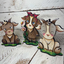 Load image into Gallery viewer, Goat Farm Standing File SVG, Glowforge, Farm, Overalls, Daisy, Daisies, Mud, Tiered Tray LuckyHeartDesignsCo
