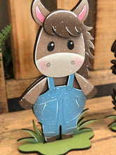 Load image into Gallery viewer, Horse Farm Standing File SVG, Glowforge, Overalls, Daisy, Daisies, Mud, Tiered Tray LuckyHeartDesignsCo