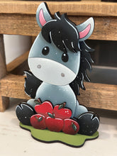 Load image into Gallery viewer, Horse Farm Standing File SVG, Glowforge, Overalls, Daisy, Daisies, Mud, Tiered Tray LuckyHeartDesignsCo