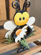 Load image into Gallery viewer, Bee Shelf Hanging Sitter File SVG, Ledge, Daisy, Bumble, Flower, Spring Farm, Hanger, Tiered Tray Glowforge LuckyHeartDesignsCo