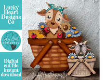 Load image into Gallery viewer, Goat Farm Flower Basket Interchangeable File SVG, TINY Sunflower, Daisy, Pumpkin, Summer Fall Tiered Tray Glowforge, LuckyHeartDesignsCo