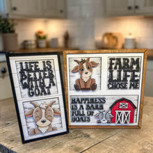 Load image into Gallery viewer, Goat Interchangeable Leaning Sign File SVG, Tiered Tray Glowforge, Barn, Farm, LuckyHeartDesignsCo
