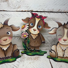 Load image into Gallery viewer, Goat Farm Standing File SVG, Glowforge, Farm, Overalls, Daisy, Daisies, Mud, Tiered Tray LuckyHeartDesignsCo
